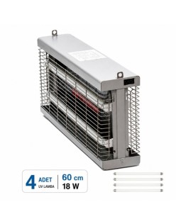 Aluminyum Yapışkan Levhalı Sinek Tutucu 4 x 18 Watt UV Lambalı - 200 m² Etki Alanı