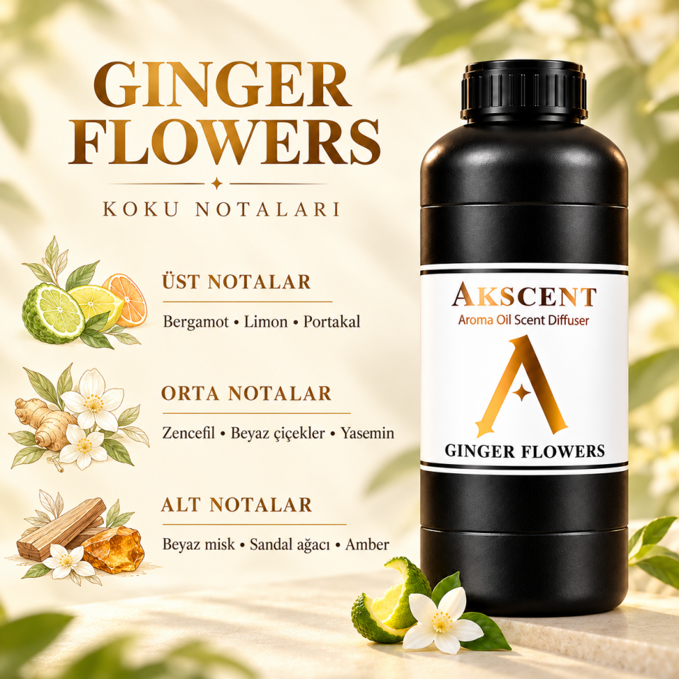 AKSCENT Ginger Flowers Ortam Kokusu Esansı 1 Litre