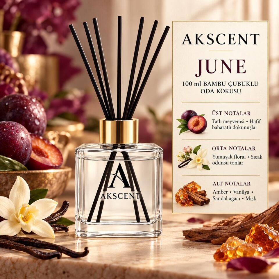 AKSCENT Lüks Mağaza Kokuları 100 ml Bambu Çubuklu Oda Kokusu – 3 Al 2 Öde