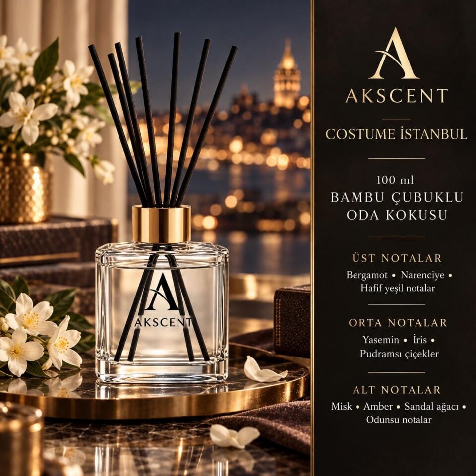 AKSCENT Lüks Mağaza Kokuları 100 ml Bambu Çubuklu Oda Kokusu – 3 Al 2 Öde