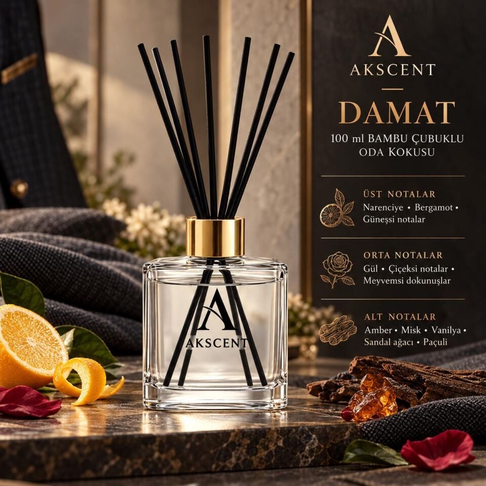 AKSCENT Lüks Mağaza Kokuları 100 ml Bambu Çubuklu Oda Kokusu – 3 Al 2 Öde