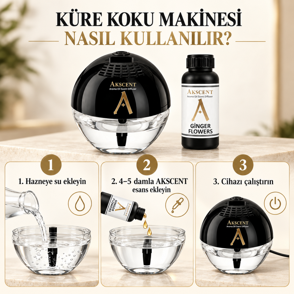 3 Litre AKSCENT Esans Alımına Küre Koku Makinesi Hediye