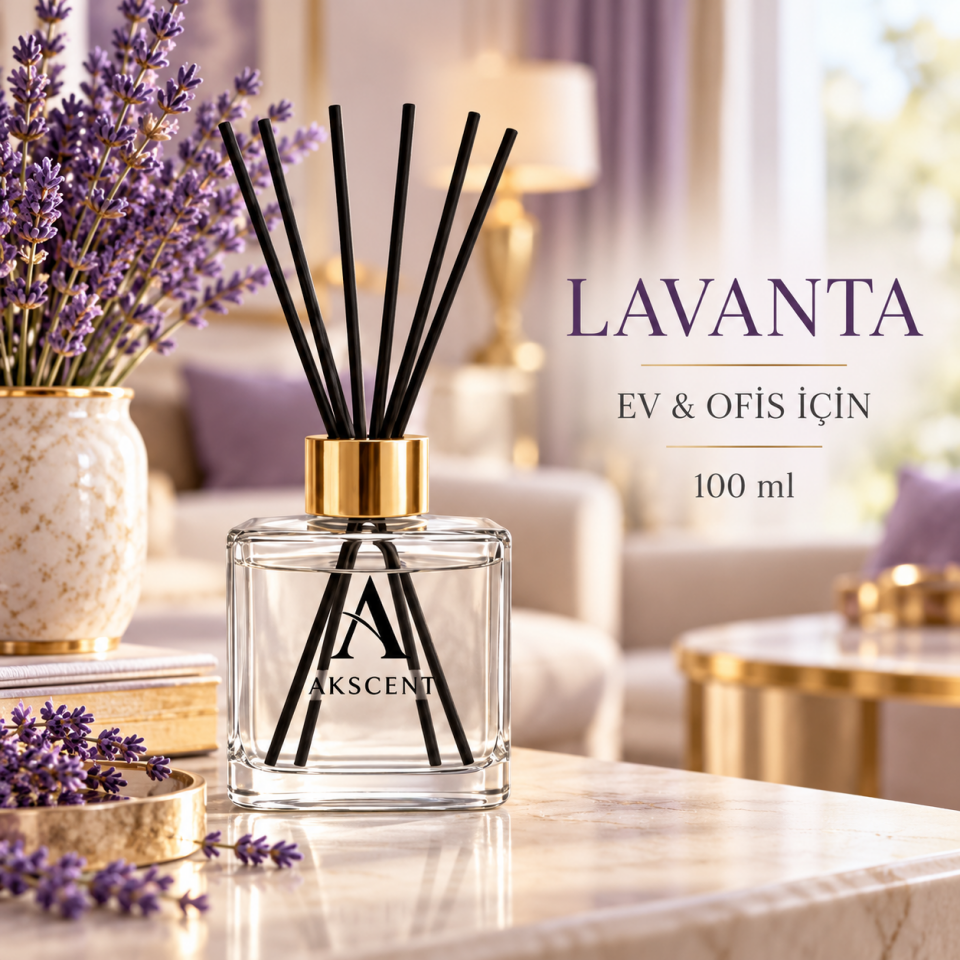 AKSCENT® Lavanta Oda Kokusu 100 ml Bambu Çubuklu