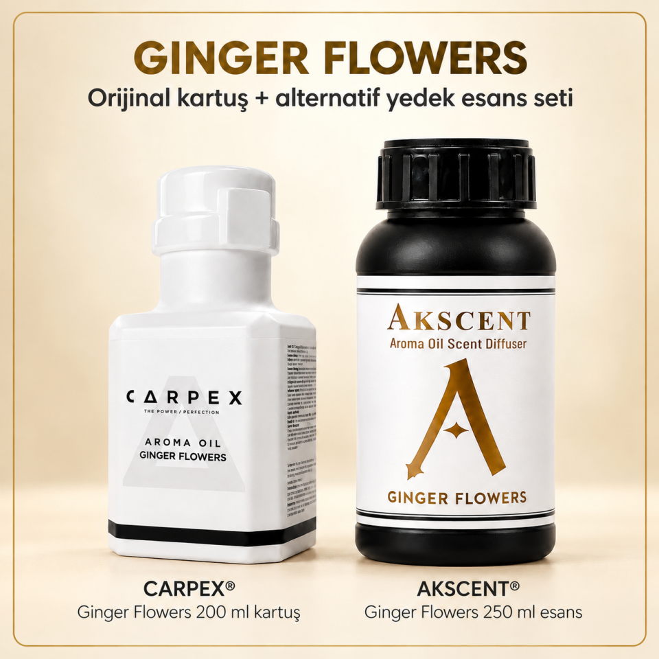 Carpex® Ginger Flowers Koku Kartuşu 200 ml + AKSCENT® Ginger Flowers Koku Kartuşu Esansı 250 ml