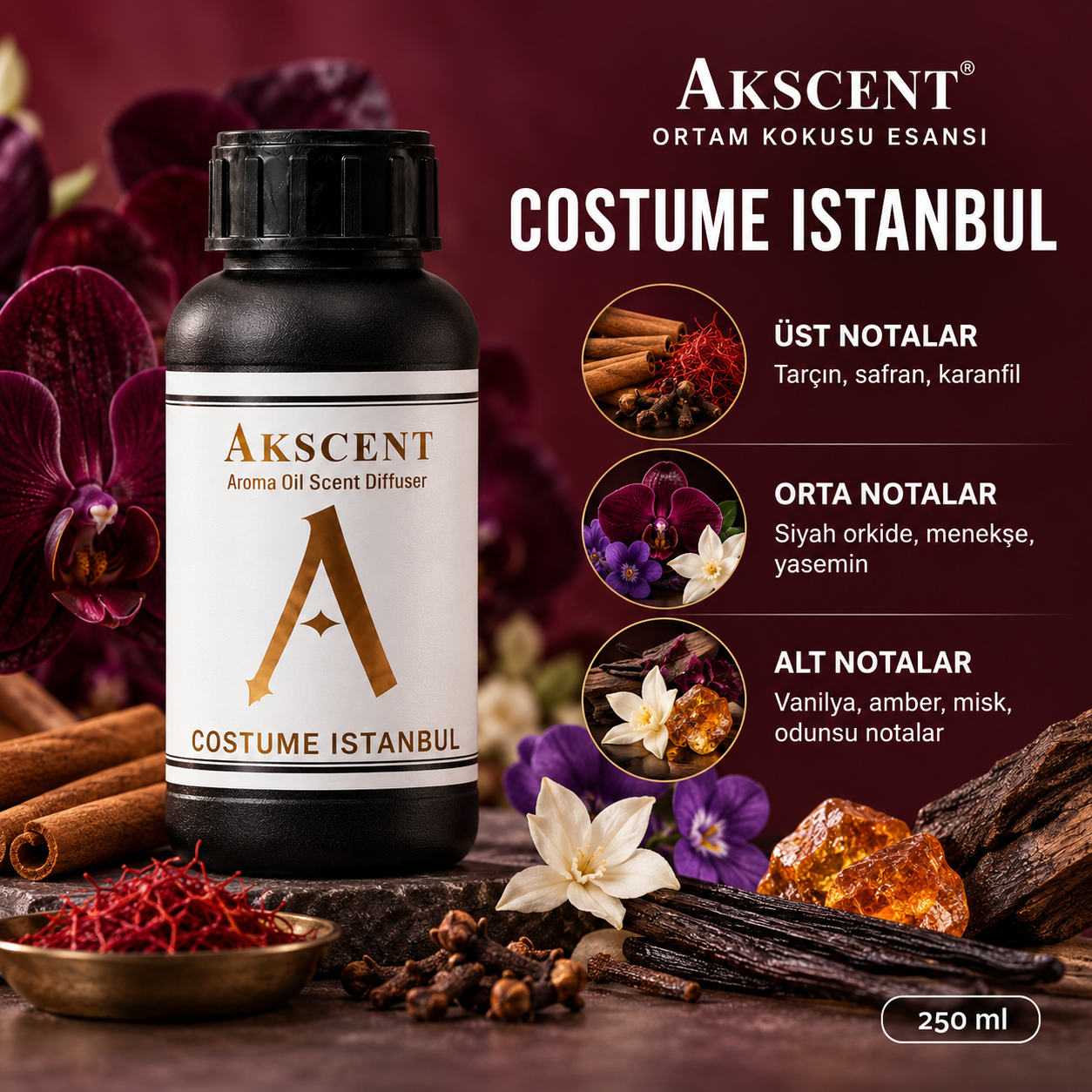 AKSCENT® Costume İstanbul Ortam Kokusu Esansı 250 ml