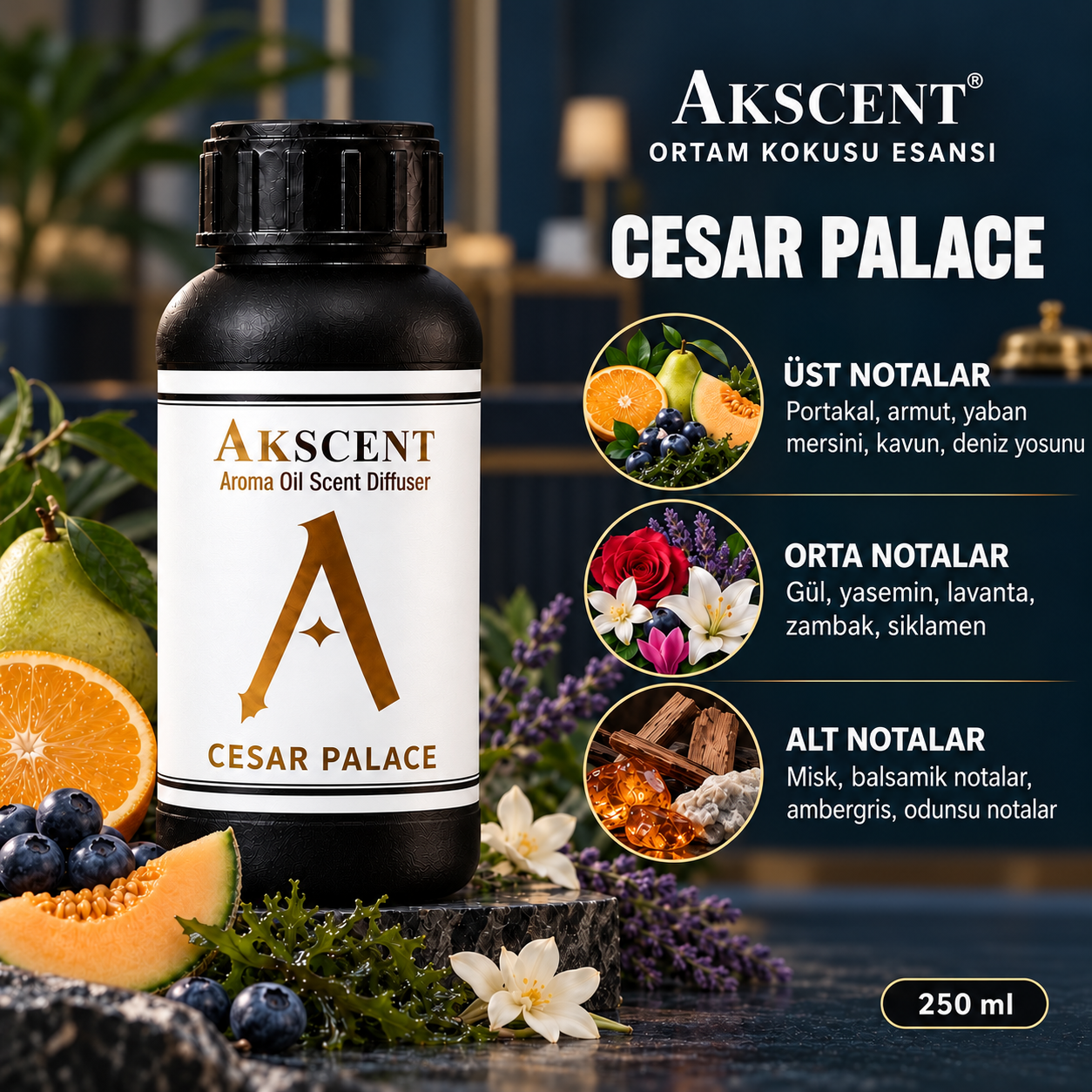 AKSCENT® Cesar Palace Otel Resepsiyon Ortam Kokusu Esansı 250 ml