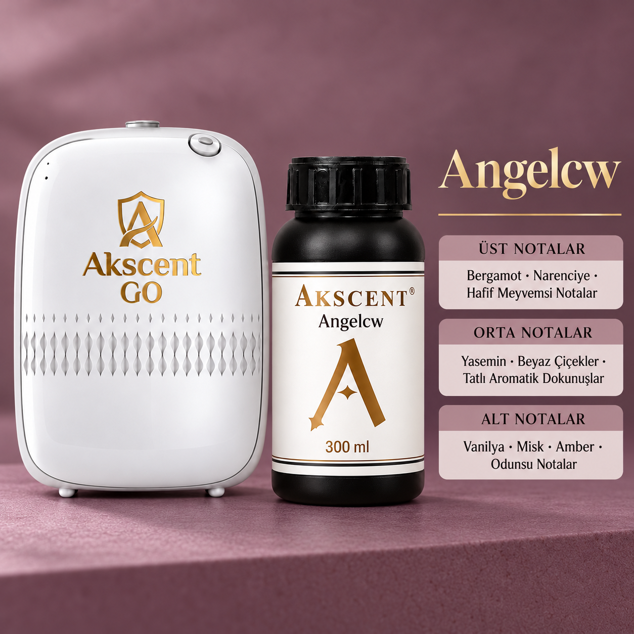 AKSCENT GO Koku Makinesi + 300 ml Esans Seti (Koku Seçenekli) Angelcw
