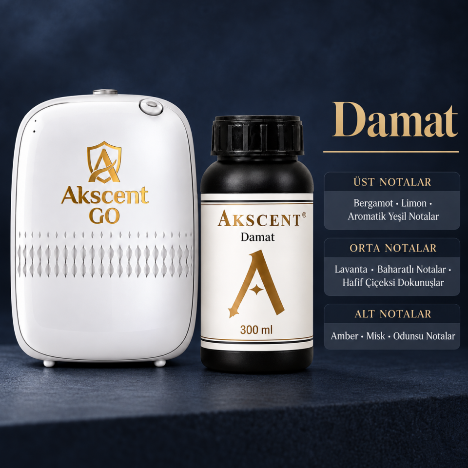 AKSCENT GO Koku Makinesi + 300 ml Esans Seti (Koku Seçenekli) Damat
