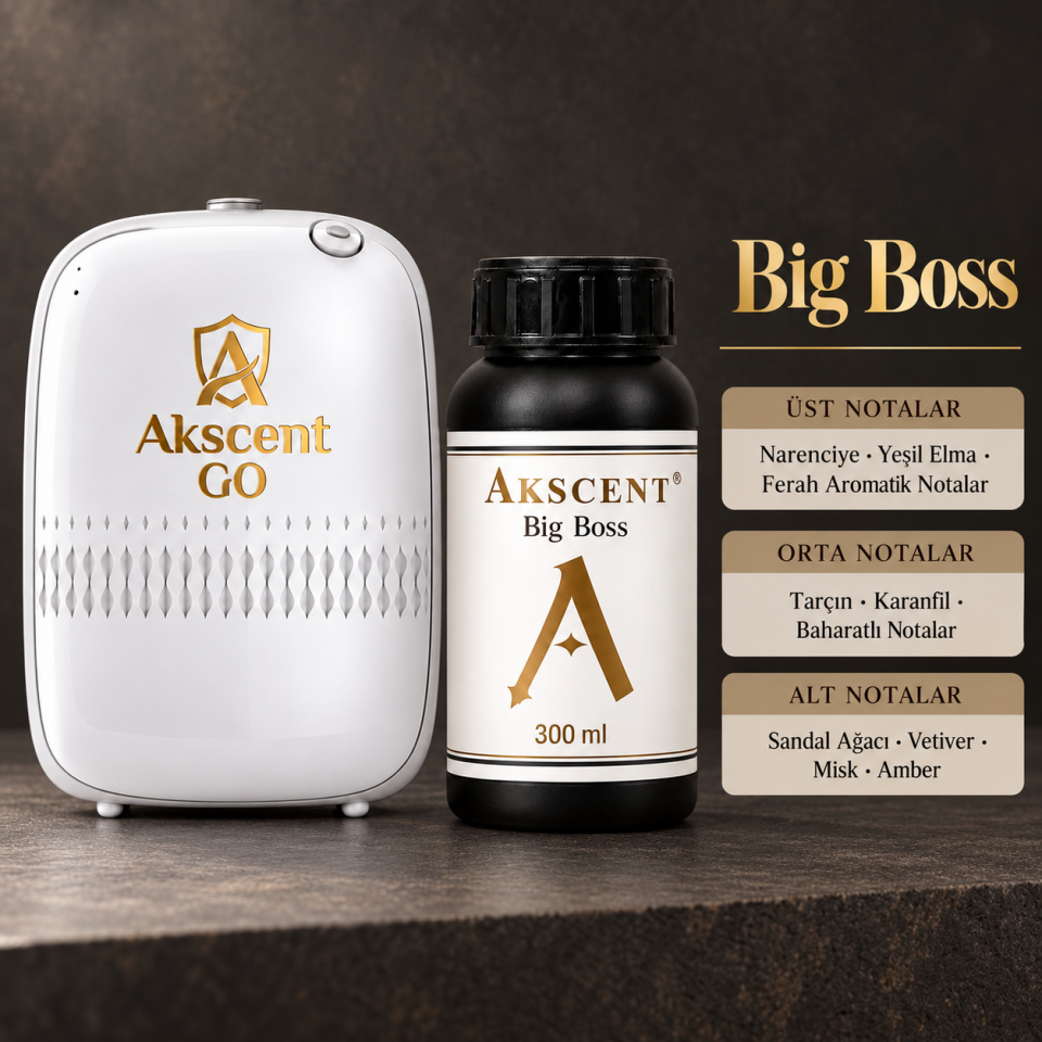 AKSCENT GO Koku Makinesi + 300 ml Esans Seti (Koku Seçenekli) Big Boss