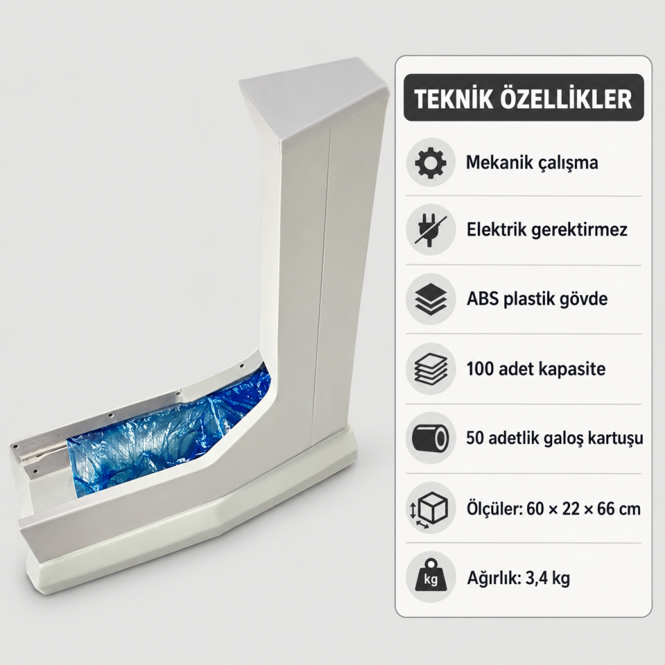 L Tipi Topuktan Çekmeli Galoşmatik – 100 Kapasiteli