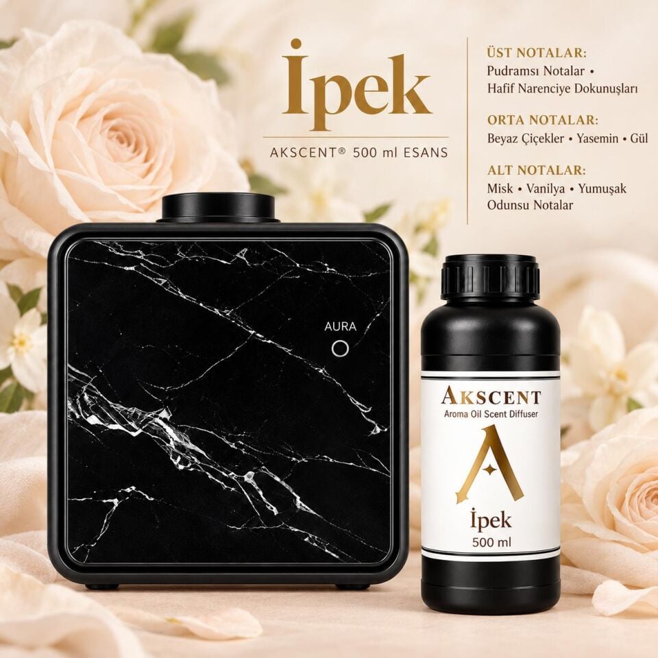 AKSCENT® Premium Koku Makinesi + 500 ml Esans Seti (Koku Seçenekli, 400 m²) İpek