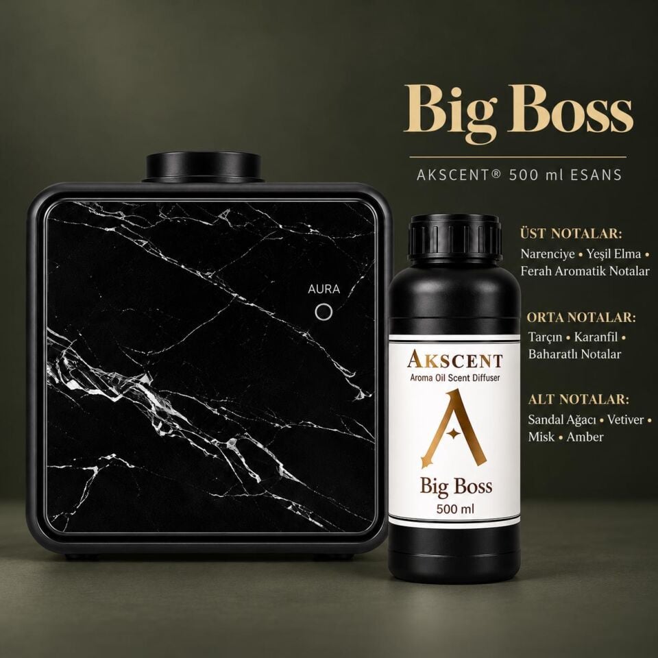 AKSCENT® Premium Koku Makinesi + 500 ml Esans Seti (Koku Seçenekli, 400 m²) Big Boss