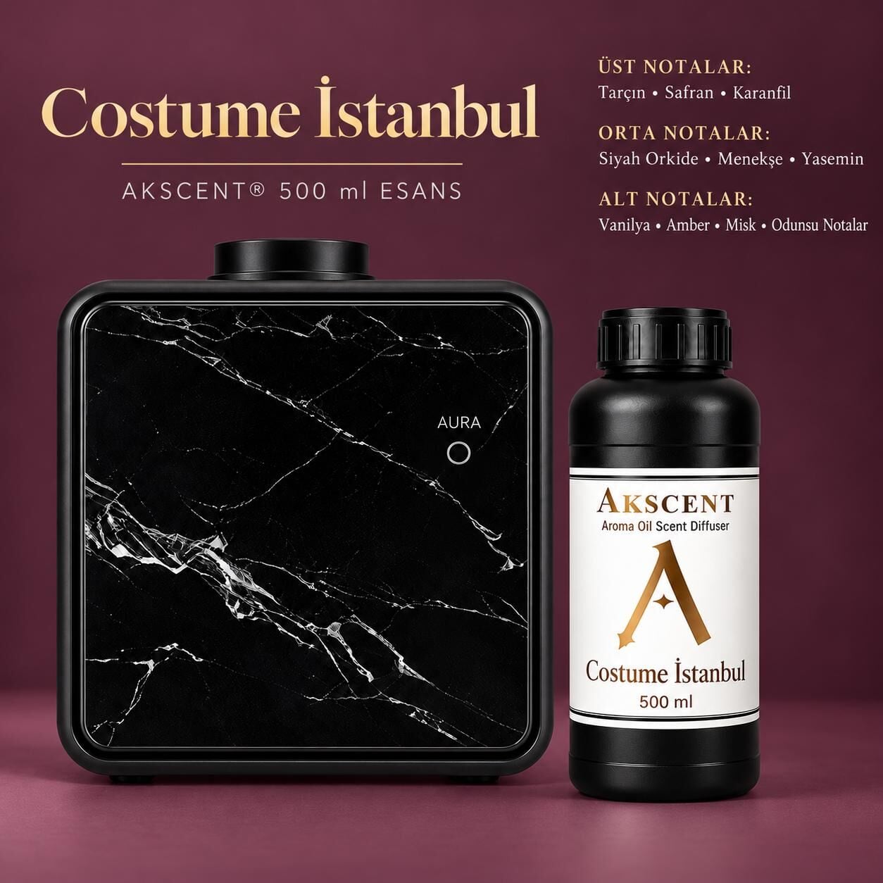 AKSCENT® Premium Koku Makinesi + 500 ml Esans Seti (Koku Seçenekli, 400 m²) Costume İstanbul