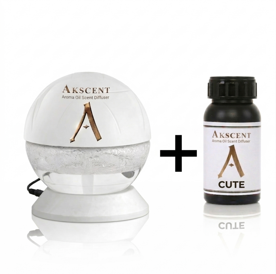 Akscent Işıklı Küre Koku Makinesi ve 200 ml Cute Esans