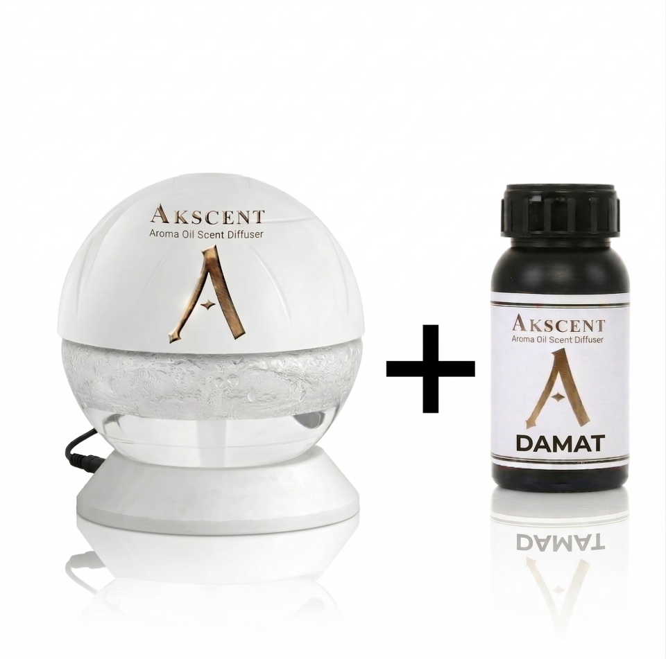 Akscent Işıklı Küre Koku Makinesi ve 200 ml Damat Esans
