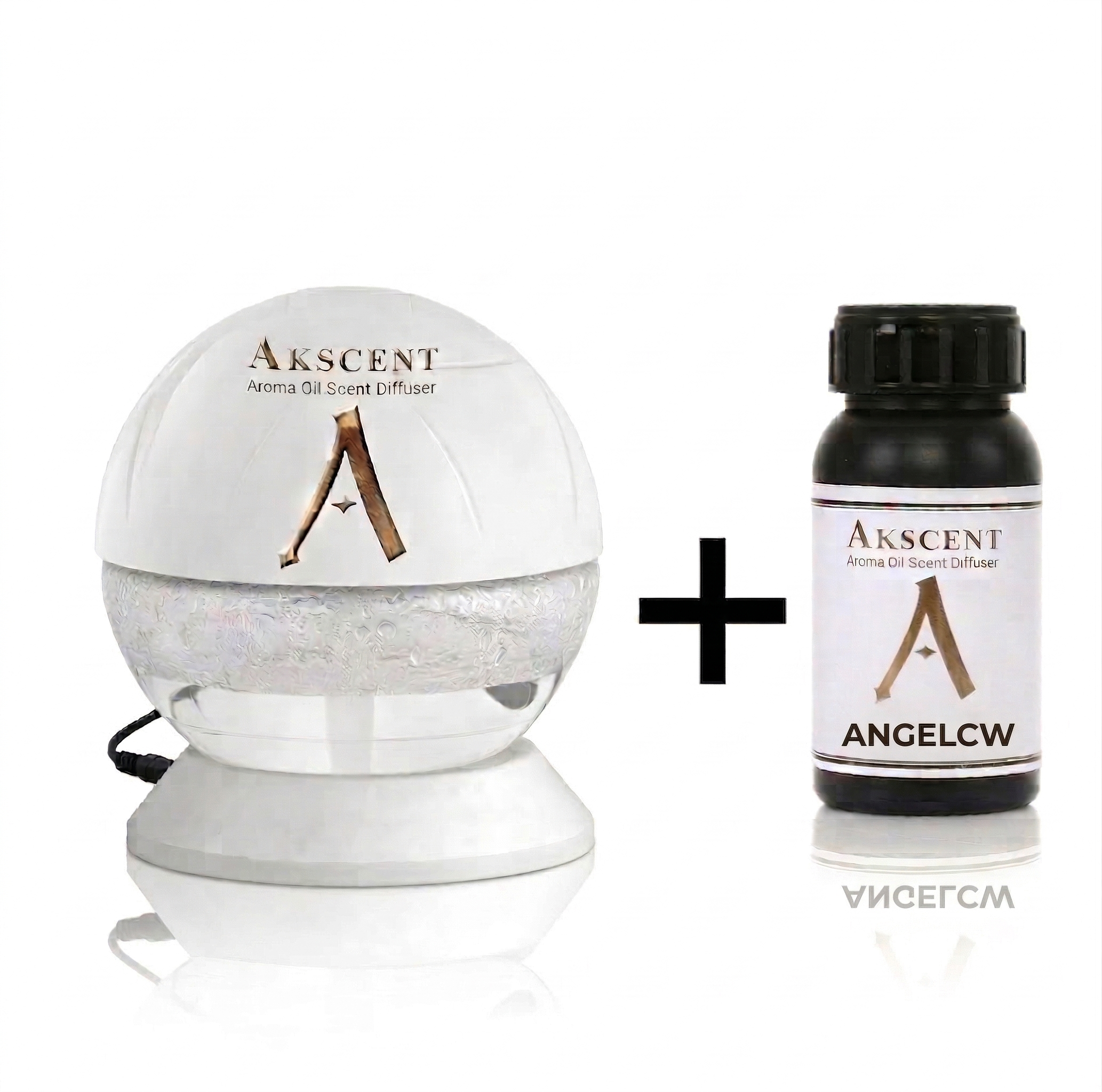 Akscent Işıklı Küre Koku Makinesi ve 200 ml Angelcw Esans