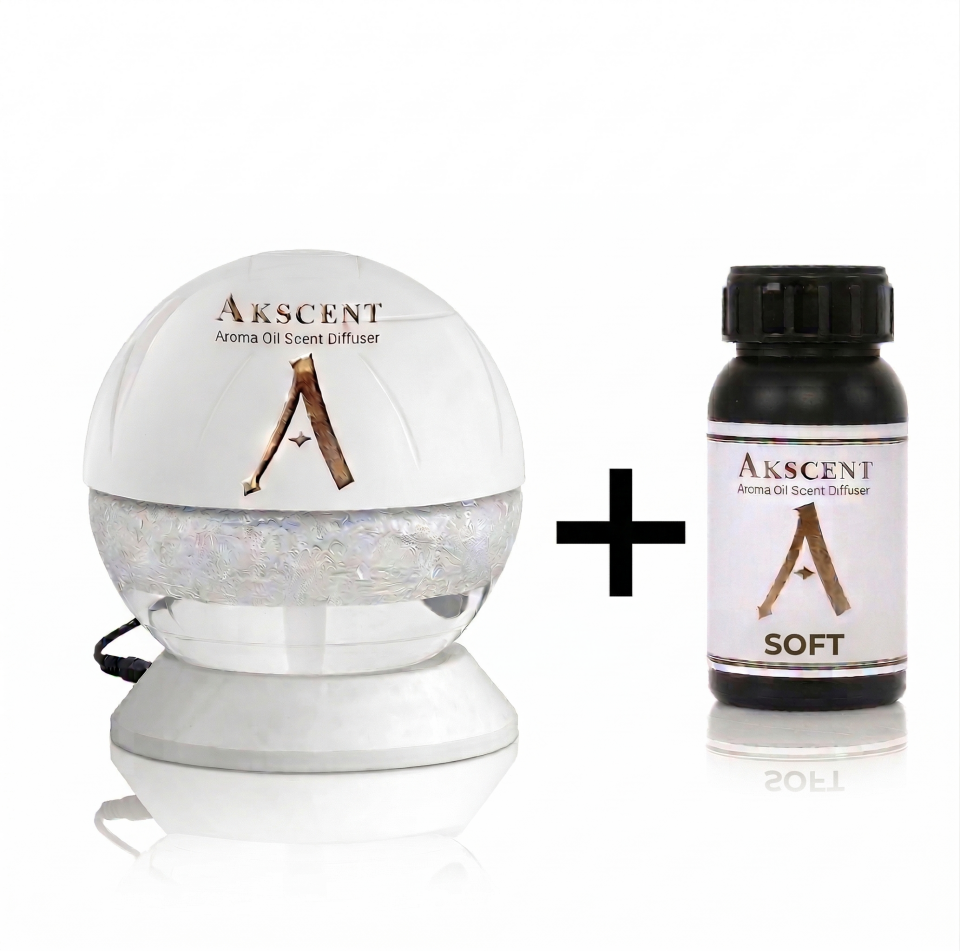 Akscent Işıklı Küre Koku Makinesi ve 200 ml Soft Esans