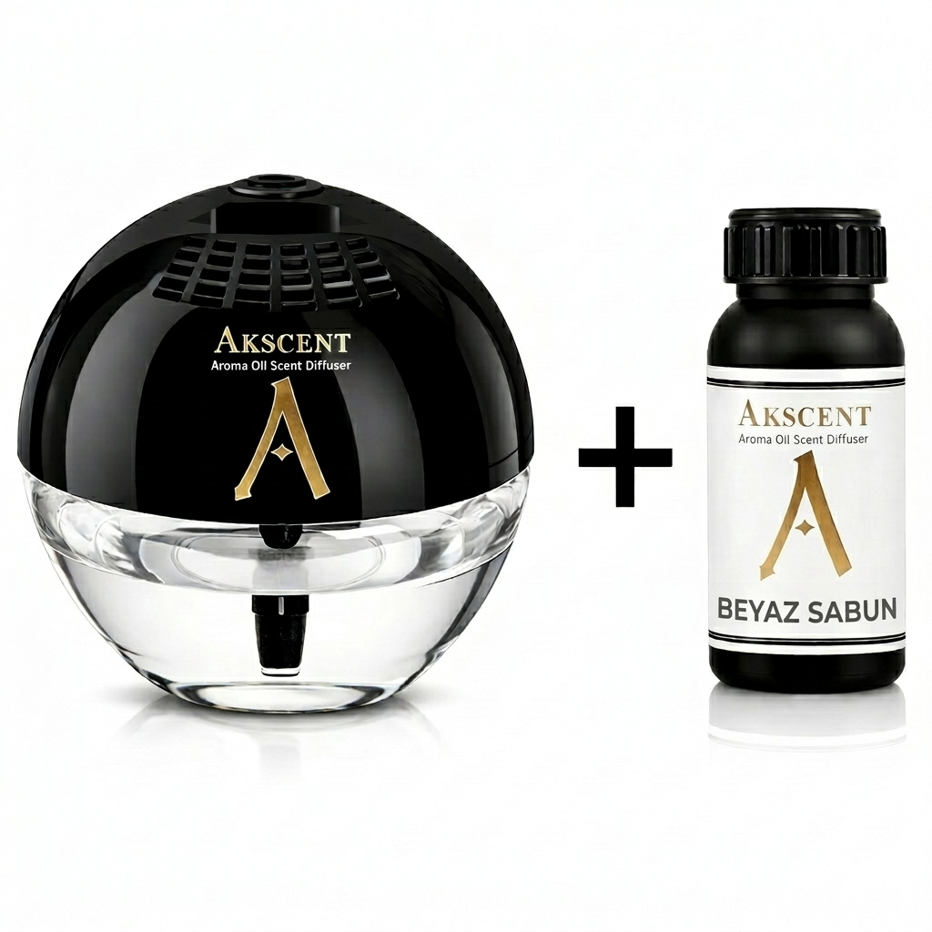 Akscent Küre Koku Makinesi ve 200 ml Beyaz Sabun Esans