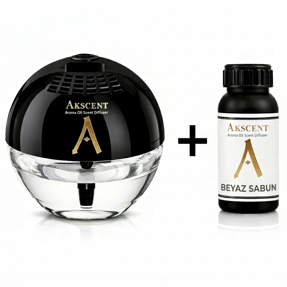 Akscent Küre Koku Makinesi ve 200 ml Beyaz Sabun Esans