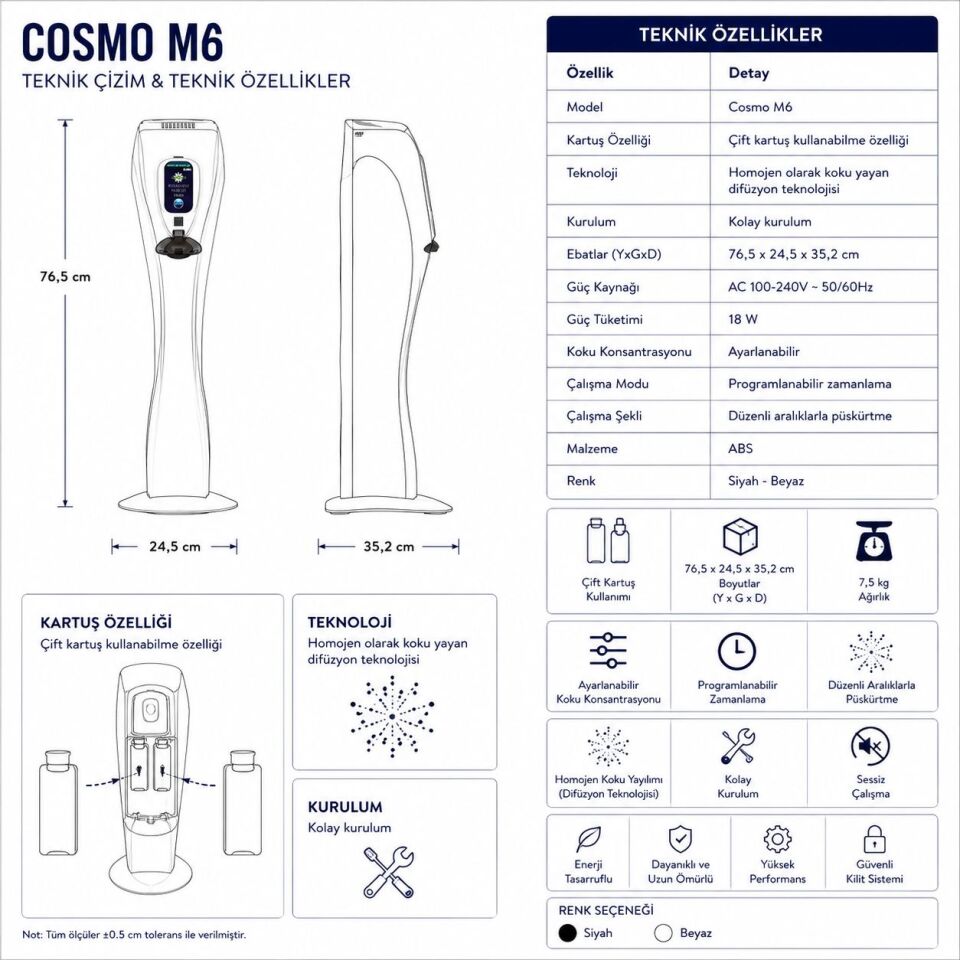 Rulopak Cosmo M6 Koku Makinesi ve Sadrazam Koku Kartuşu 100 ml