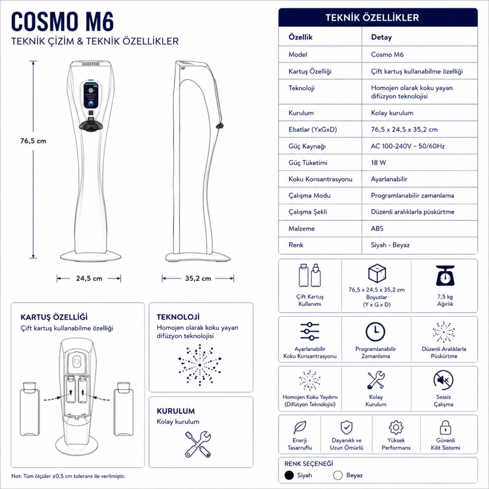 Rulopak Cosmo M6 Koku Makinesi ve Artemis Koku Kartuşu 100 ml
