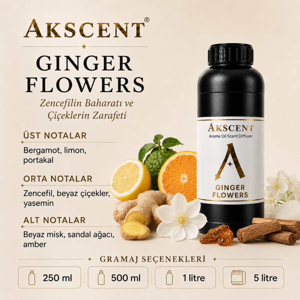 AKSCENT Ginger Flowers Ortam Kokusu Esansı