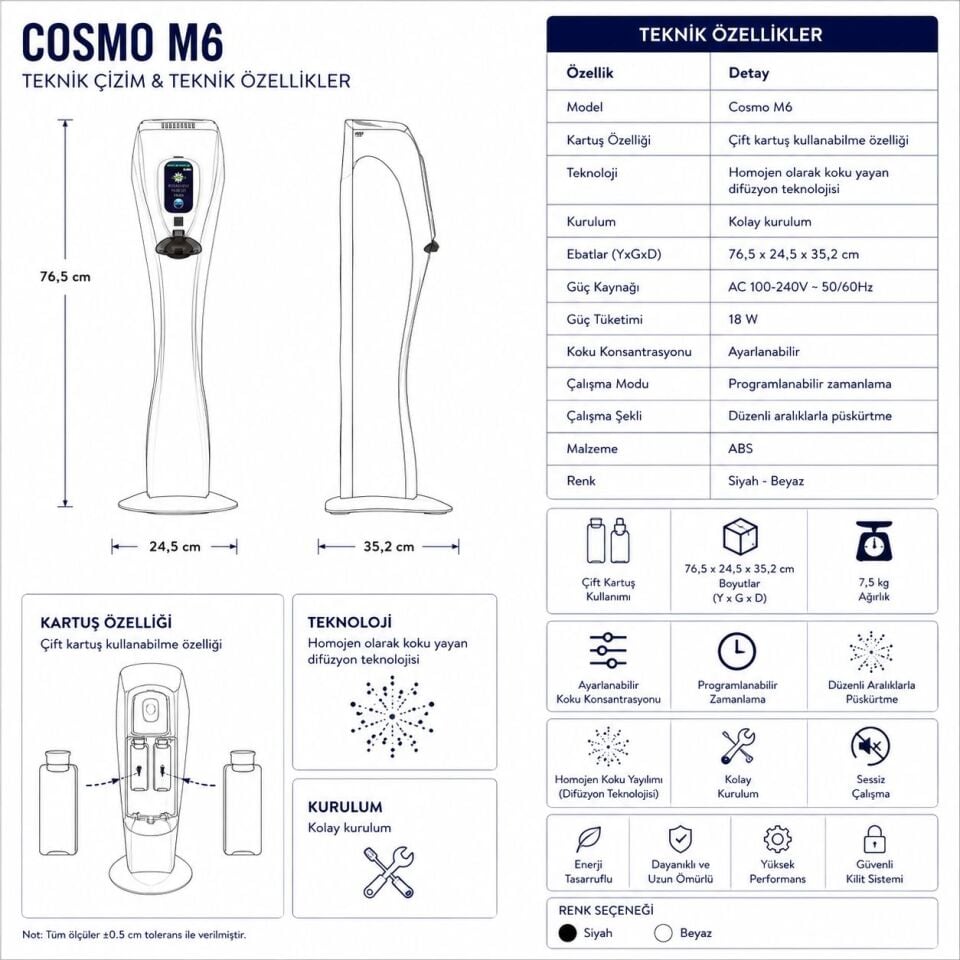 Rulopak Cosmo M6 Koku Makinesi ve Kapadokya Koku Kartuşu 100 ml