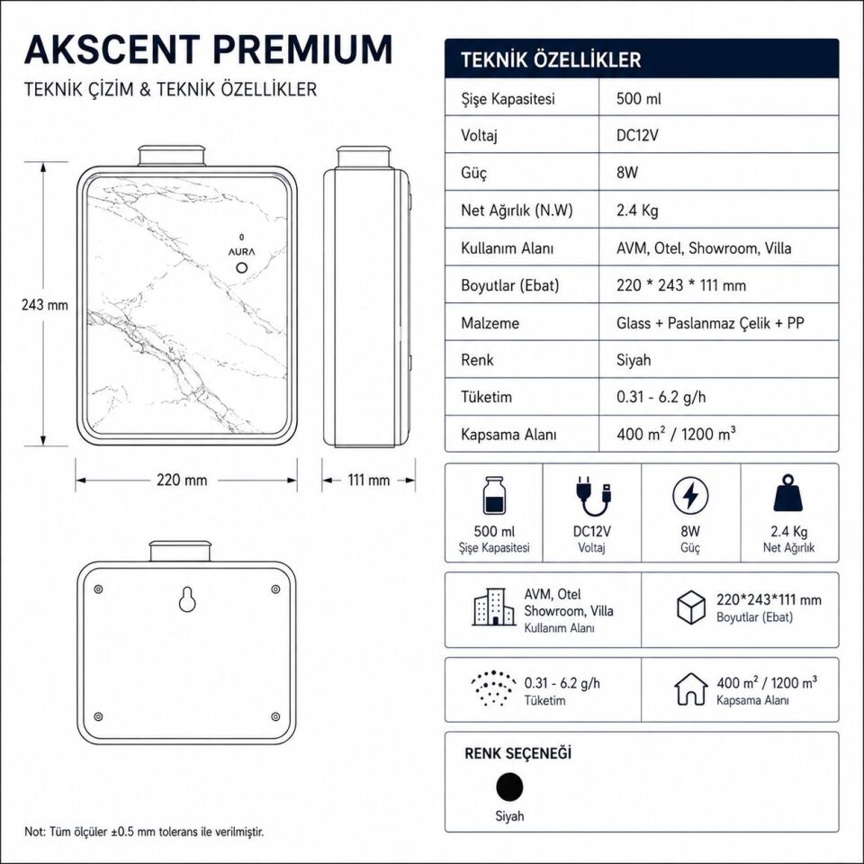 Akscent Premium Koku Makinesi ve 500 ml İpek Esans