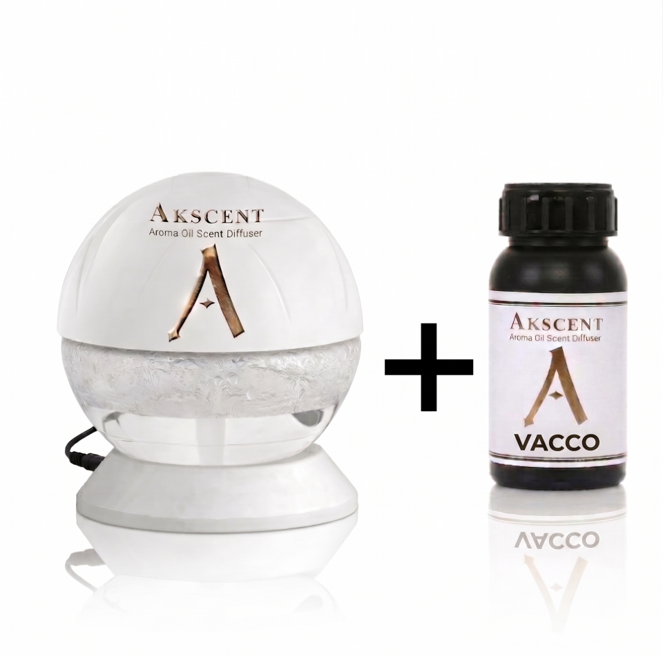 Akscent Işıklı Küre Koku Makinesi ve 200 ml Vacco Esans