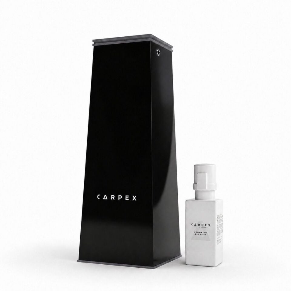 Auramax 1200S Geniş Alan Koku Makinesi + Carpex 250 ml Big Boss Kartuş Set (Siyah)