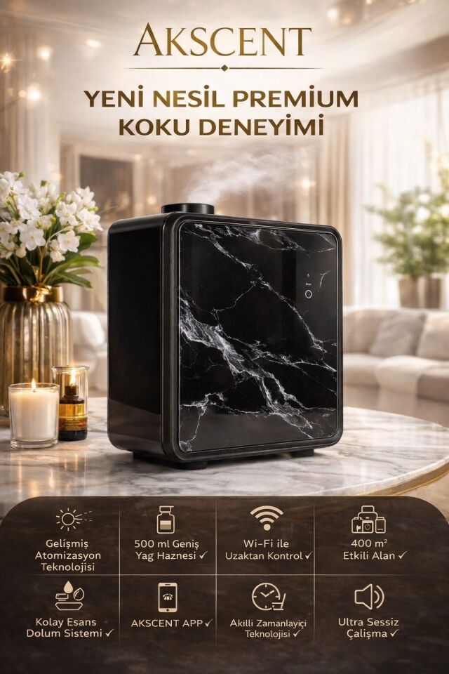 Akscent Premium Koku Makinesi | Doluma Uygun | 400 m2 Etki Alanı