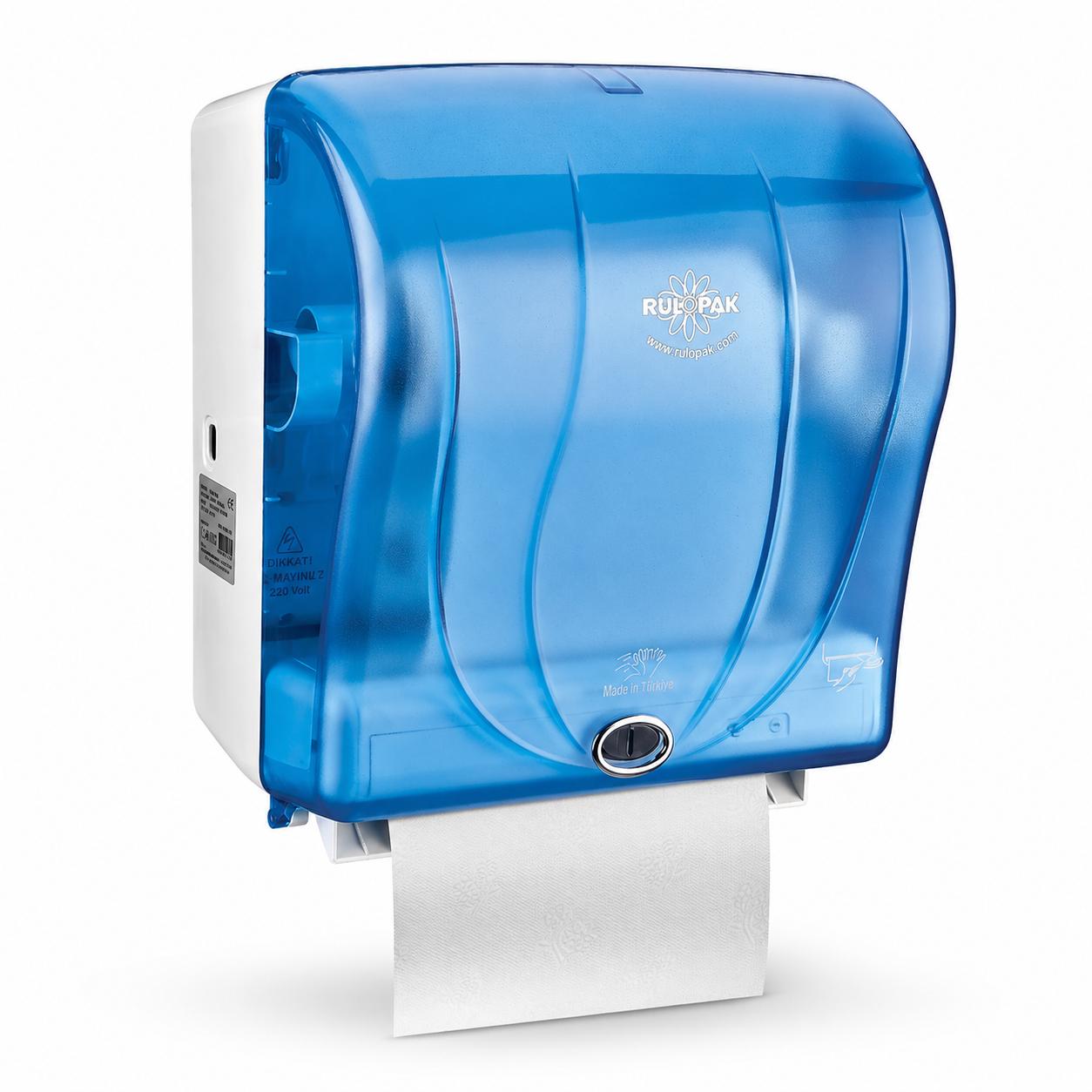 Rulopak Sensörlü Kağıt Havlu Dispenseri 26 Cm Şeffaf Mavi