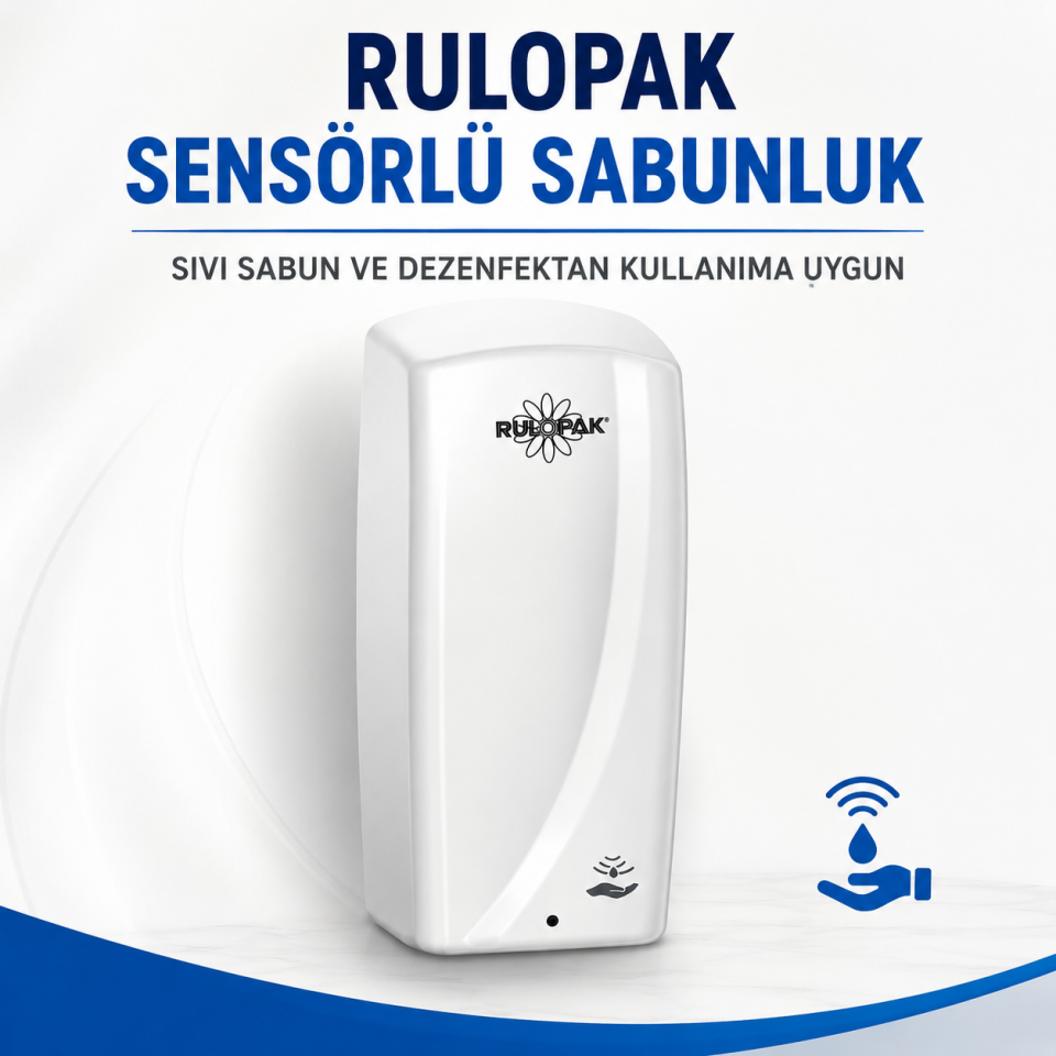 Rulopak Sensörlü Doldurmalı Sıvı Sabun - Dezenfektan  - Jel Dispenseri 1000 ml Beyaz