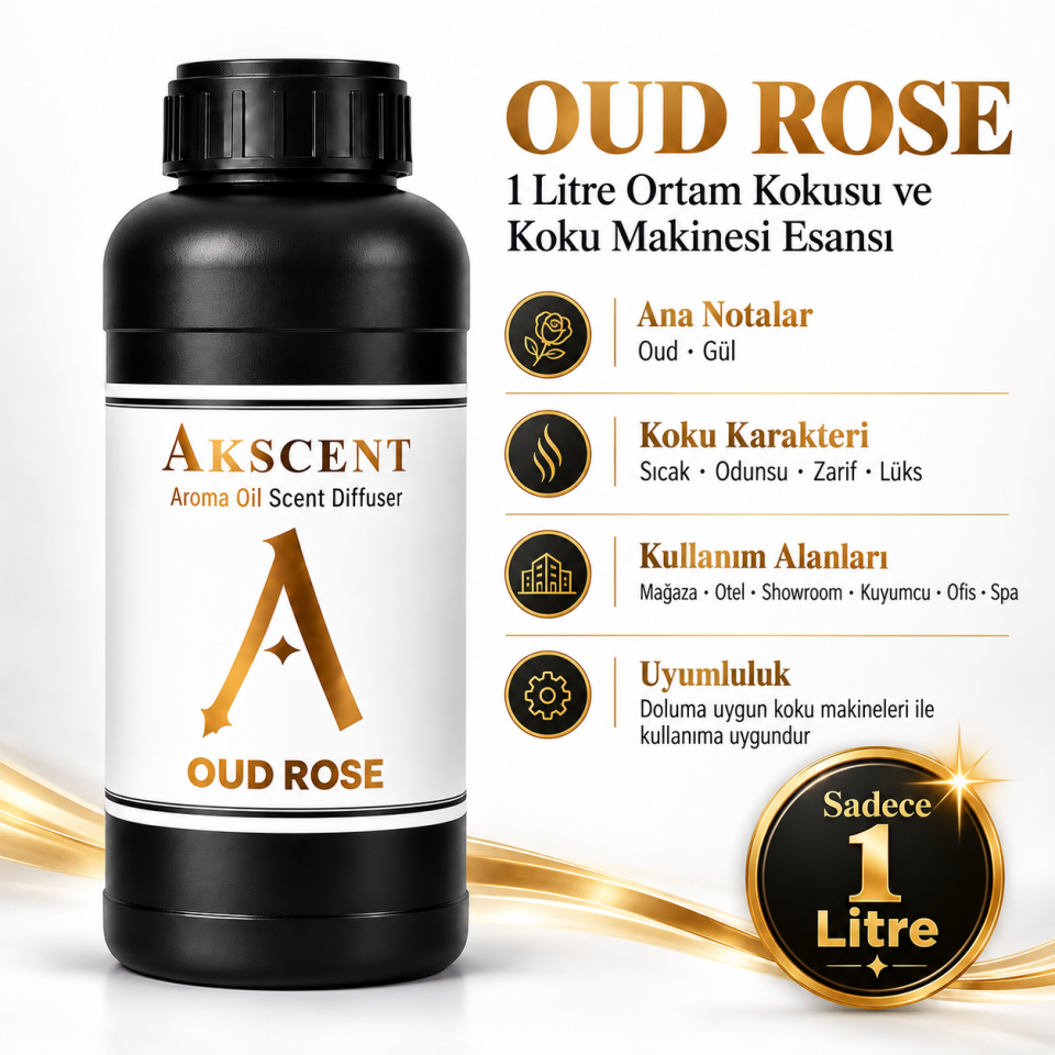 AKSCENT Oud Rose 1 Litre Ortam Kokusu ve Koku Makinesi Esansı