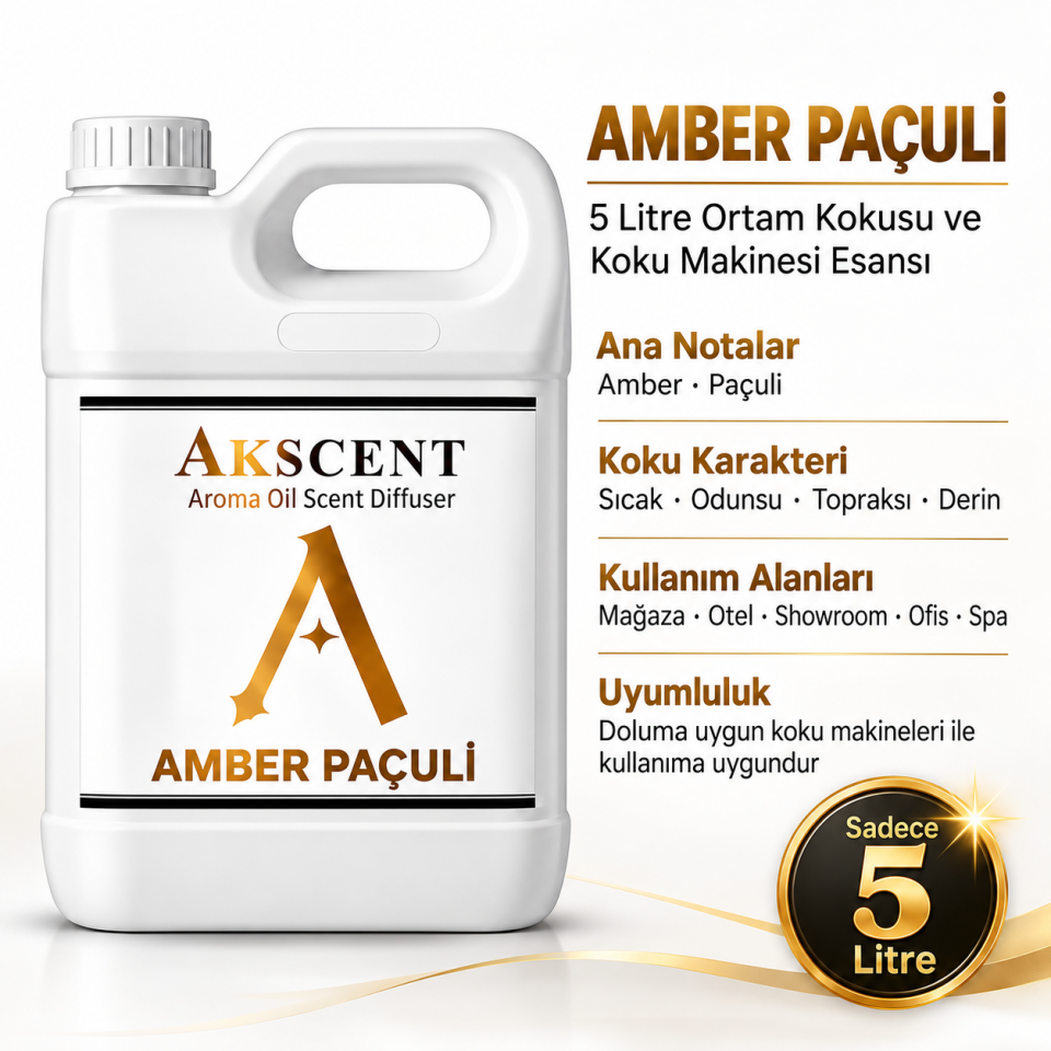 AKSCENT Amber Paçuli 5 Litre Ortam Kokusu ve Koku Makinesi Esansı