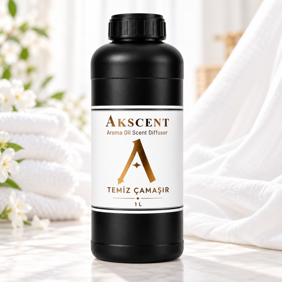 AKSCENT Temiz Çamaşır Kokusu ve Beyaz Misk Koku Makinesi Esansı 1 L