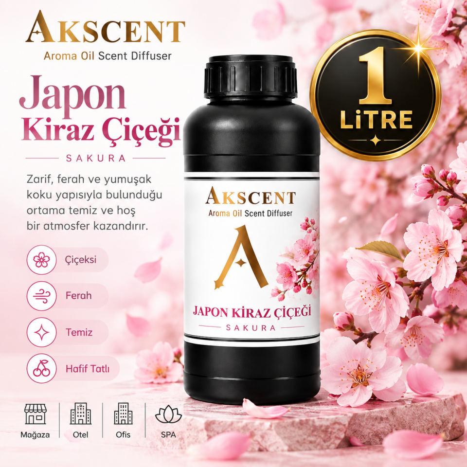 AKSCENT Japon Kiraz Çiçeği 1 Litre Ortam Kokusu Esansı