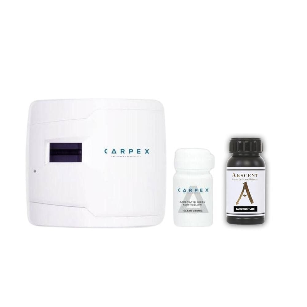 Carpex E2 Power Koku Makinesi Beyaz + Cute Koku Kartuşu 75 ml + Akscent Cute Esans Yedek 100 ml  -